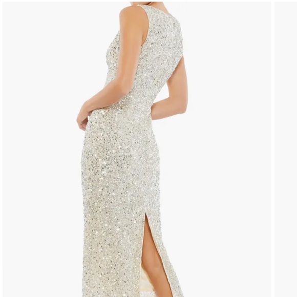 NWT Mac Duggal Elegant Gold Silver Sequin Dress Size 0 Holiday Party New Years - Picture 2 of 16